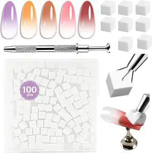 JODSONE 100PCS Soft Nail Sponges for Ombre with 1 Stainless Grabbing Pen Professional Gradient Nail Sponge Tool Nail Art Gradient Designs Blush Nail Art JODSONE 100PCS Soft Nail Sponges for Ombre with 1 Stainless Grabbing Pen Professional Gradient Nail Sponge Tool Nail Art Gradient Designs Blush Nail Art