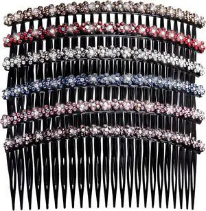 6 Pcs Hair Clip Comb for Girls Women Fashionable 24 Teeth Black Rhinestone Hair Side Combs for Women Plastic Bling Slide Combs for Hair Styling (Plum blossom) 6 Pcs Hair Clip Comb for Girls Women Fashionable 24 Teeth Black Rhinestone Hair Side Combs for Women Plastic Bling Slide Combs for Hair Styling (Plum blossom)