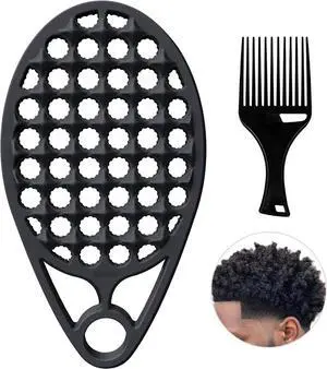 KOUPA Silicone Afro Twist Brush with Pick Comb for Coily Hair Curls, Black | Easy Clean Dual-Sided Design with Textured Holes for Defined Afro Curls,Suitable for Coily Short Hair Men Women Tool KOUPA Silicone Afro Twist Brush with Pick Comb for Coily Hair Curls, Black | Easy Clean Dual-Sided Design with Textured Holes for Defined Afro Curls,Suitable for Coily Short Hair Men Women Tool