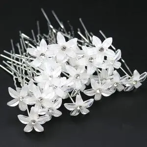 30 PCS Bride Wedding Hair Pins White Flower Bridal Head Clip Crystal Rhinestone Hair Barrettes U-Shape Hair Clips Hair Accessories for Bridal Wedding Women 30 PCS Bride Wedding Hair Pins White Flower Bridal Head Clip Crystal Rhinestone Hair Barrettes U-Shape Hair Clips Hair Accessories for Bridal Wedding Women