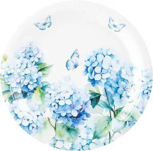 AllReal 24 Pcs Blue Hydrangea Floral Paper Dessert Plates | 7 Inch Floral Disposable Cake Plates Decorative Flower Tableware for Tea Party Baby Shower Garden Wedding Summer Celebration AllReal 24 Pcs Blue Hydrangea Floral Paper Dessert Plates | 7 Inch Floral Disposable Cake Plates Decorative Flower Tableware for Tea Party Baby Shower Garden Wedding Summer Celebration