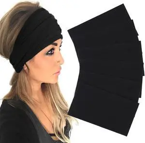 XTREND 6 Packs Wide Boho Headbands for Women Stretch Fashion Headband Extra Large Turban Headband for Yoga, Working Out, Travel or Running Black Hairband Accessories (Black) XTREND 6 Packs Wide Boho Headbands for Women Stretch Fashion Headband Extra Large Turban Headband for Yoga, Working Out, Travel or Running Black Hairband Accessories (Black)