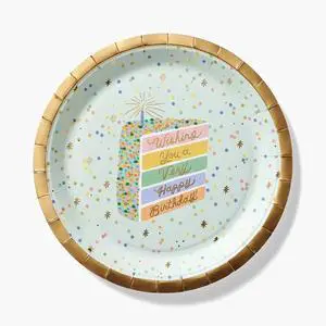 RIFLE PAPER CO. Birthday Cake Large Paper Plates, Set of 8, Full Color | 10" Diameter, Vibrant Full-Color Illustrated Design, Elegant Touch to Any Celebration, Party, Event, or Gathering RIFLE PAPER CO. Birthday Cake Large Paper Plates, Set of 8, Full Color | 10" Diameter, Vibrant Full-Color Illustrated Design, Elegant Touch to Any Celebration, Party, Event, or Gathering