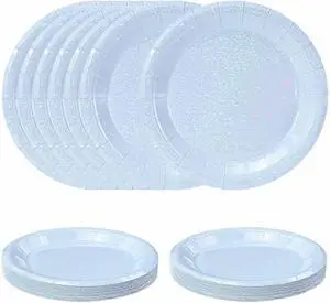SietDESEO 50 PCS Iridescent Light Blue Paper Plates 7 Inch Dessert Plates Holographic Blue Disposable Plate for Birthday Party Dinner Wedding Baby Shower Glitter Cake Plate SietDESEO 50 PCS Iridescent Light Blue Paper Plates 7 Inch Dessert Plates Holographic Blue Disposable Plate for Birthday Party Dinner Wedding Baby Shower Glitter Cake Plate