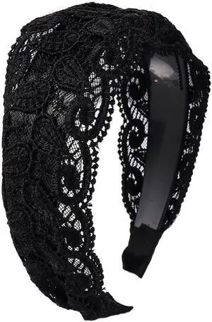 Vctitil Black Wide Lace Headband Hair Band Elegant Trendy Headband Elastic Hairbands With Teeth Headwear Accessories For Women And Girls Vctitil Black Wide Lace Headband Hair Band Elegant Trendy Headband Elastic Hairbands With Teeth Headwear Accessories For Women And Girls