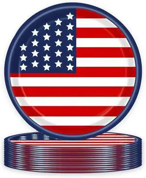 4th of July Disposable Paper Plates American Flag Patriotic Party Supplies, Red White and Blue Paper Plates for Memorial Day Independence Day Decorations, Serve 25 4th of July Disposable Paper Plates American Flag Patriotic Party Supplies, Red White and Blue Paper Plates for Memorial Day Independence Day Decorations, Serve 25