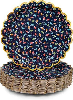 Confettiville Christmas Paper Plates, 50-Count Disposable Christmas Dinner Plates, Scalloped Gold, Party Supplies Confettiville Christmas Paper Plates, 50-Count Disposable Christmas Dinner Plates, Scalloped Gold, Party Supplies