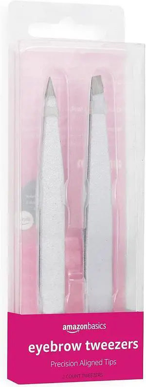 Amazon Basics Precision Eyebrow Tweezers for Fine Hair Removal, Stainless Steel, 2 Pack Amazon Basics Precision Eyebrow Tweezers for Fine Hair Removal, Stainless Steel, 2 Pack
