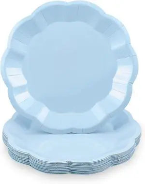 NatNarr 30 Pcs Light Blue Paper Plates 7 Inch Scalloped Dessert Plates | Baby Blue Cake Plate Cute Small Plate Disposable for Summer Pool Party, Wedding, Boy Baby Shower, Birthday, Party NatNarr 30 Pcs Light Blue Paper Plates 7 Inch Scalloped Dessert Plates | Baby Blue Cake Plate Cute Small Plate Disposable for Summer Pool Party, Wedding, Boy Baby Shower, Birthday, Party