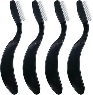 G2PLUS Folding Eyelash Comb, Eyebrow Grooming Comb and Lash Separator 4PCS | Metal Tines with Black Handles for Mascara Clump Removal, Fine Definition, Styling, Professional Beauty Routines and Travel G2PLUS Folding Eyelash Comb, Eyebrow Grooming Comb and Lash Separator 4PCS | Metal Tines with Black Handles for Mascara Clump Removal, Fine Definition, Styling, Professional Beauty Routines and Travel