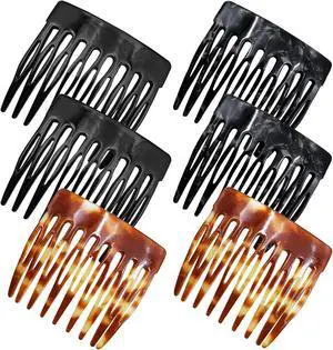 6 Pcs French Hair Side Combs Small Decorative French Twist Hair Styling Accessories, Strong Hold Hair Comb Clips for Women (Black, Black Acetate, Amber) 6 Pcs French Hair Side Combs Small Decorative French Twist Hair Styling Accessories, Strong Hold Hair Comb Clips for Women (Black, Black Acetate, Amber)