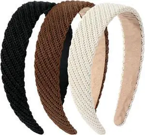 VOBOBE Knitted Headbands for Women, Non Slip Trendy Women Headband Soft Comfortable Fashion Hairband, Pack of 3 VOBOBE Knitted Headbands for Women, Non Slip Trendy Women Headband Soft Comfortable Fashion Hairband, Pack of 3