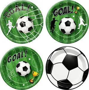48 Pcs Soccer Dessert Plates for Birthday Party, 7 Inch Disposable Paper Plates in 4 Colors, Soccer Party Supplies for Boys Girls Kids, Sports Theme Decorations for Team Party & Game Day 48 Pcs Soccer Dessert Plates for Birthday Party, 7 Inch Disposable Paper Plates in 4 Colors, Soccer Party Supplies for Boys Girls Kids, Sports Theme Decorations for Team Party & Game Day