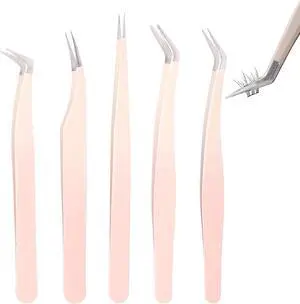 5 Pcs Lash Extension Tweezers, Lash Tweezers for Eyelash Extension, Straight and Curved Eyelash Tweezers, For Professional Eyelash Extension Artists, Girls, Women, Beginners 5 Pcs Lash Extension Tweezers, Lash Tweezers for Eyelash Extension, Straight and Curved Eyelash Tweezers, For Professional Eyelash Extension Artists, Girls, Women, Beginners