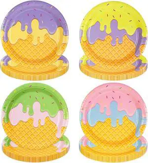 48PCS Ice Cream 7inch Paper Plates - Colorful Ice Cream Dessert Plates for Cake Salad Fruit Disposable Party Supplies for Birthday Baby Shower Summer Decoration, 4 Styles 48PCS Ice Cream 7inch Paper Plates - Colorful Ice Cream Dessert Plates for Cake Salad Fruit Disposable Party Supplies for Birthday Baby Shower Summer Decoration, 4 Styles