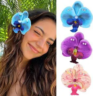Mesovor 3 Pack Hawaiian Flower Hair Clips for Women, Orchid Hair with Pearl | Artificial Tropical Flower Hair Pins Suitable Flower Clips for Hair Wedding Bridal Beach Party Mesovor 3 Pack Hawaiian Flower Hair Clips for Women, Orchid Hair with Pearl | Artificial Tropical Flower Hair Pins Suitable Flower Clips for Hair Wedding Bridal Beach Party