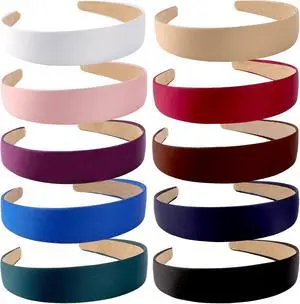 Wecoe Headbands for Women Girls, 10 Pcs 1 Inch Wide Satin Headbands | Minimalist Hair Bands for Daily Wear, Party, Cosplay, Diy Costume Hair Accessories Wecoe Headbands for Women Girls, 10 Pcs 1 Inch Wide Satin Headbands | Minimalist Hair Bands for Daily Wear, Party, Cosplay, Diy Costume Hair Accessories