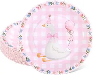 24Pcs One Silly Goose Paper Plates Goose Birthday Decoration 7 inch Plate Pack Disposable Tableware for Baby Shower Girl Birthday Party Supplies 24Pcs One Silly Goose Paper Plates Goose Birthday Decoration 7 inch Plate Pack Disposable Tableware for Baby Shower Girl Birthday Party Supplies