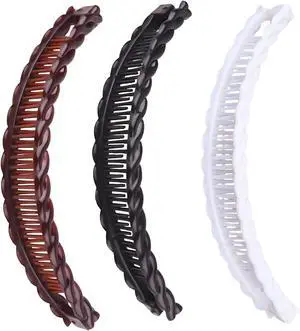 3Pcs Banana Hair Clips for Thick Curly Hair - Black and Brown and White Tortoise Clips, Vintage Clincher Combs for Women, Girls - Non-Slip Fish Grip Slides, 80s Retro Hair Accessories 3Pcs Banana Hair Clips for Thick Curly Hair - Black and Brown and White Tortoise Clips, Vintage Clincher Combs for Women, Girls - Non-Slip Fish Grip Slides, 80s Retro Hair Accessories