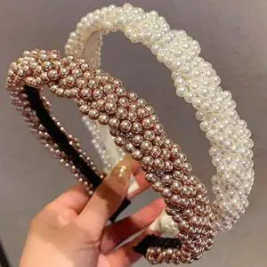 WOVOWOVO Thin Pearl Headbands for Women, 2 Packs Non Slip Hairbands Comfortable Boho Head Bands for Long and Short Hair, Braided Pearls Headband Hair Accessories WOVOWOVO Thin Pearl Headbands for Women, 2 Packs Non Slip Hairbands Comfortable Boho Head Bands for Long and Short Hair, Braided Pearls Headband Hair Accessories