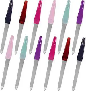 Metal Nail File Set (12 pcs) - Stainless Steel Nail Files for Natural Nails, Sword-Shaped Fingernail Files with Non-Slip Handle, Sharp Tip, and Sapphire Grit for Women and Men Metal Nail File Set (12 pcs) - Stainless Steel Nail Files for Natural Nails, Sword-Shaped Fingernail Files with Non-Slip Handle, Sharp Tip, and Sapphire Grit for Women and Men