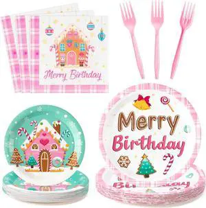 Merry Birthday Christmas Xmas Pink Village Houses Candy Party Plate Supplies - Serves 24-96Pcs Party Tableware Decoration Disposable Paper Plate Napkin Fork for Winter Holiday Birthday Merry Birthday Christmas Xmas Pink Village Houses Candy Party Plate Supplies - Serves 24-96Pcs Party Tableware Decoration Disposable Paper Plate Napkin Fork for Winter Holiday Birthday