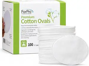 ForPro Premium 100% Cotton Ovals (100-Count), Ultra-Plush Extra-Absorbent Lint-Free 3" Cotton Pads for Makeup Removal, Cleansing and Skincare Application, Hypoallergenic, Vegan & Cruelty-Free ForPro Premium 100% Cotton Ovals (100-Count), Ultra-Plush Extra-Absorbent Lint-Free 3" Cotton Pads for Makeup Removal, Cleansing and Skincare Application, Hypoallergenic, Vegan & Cruelty-Free