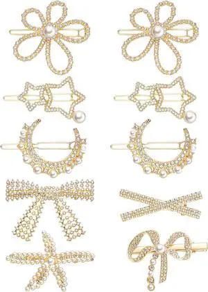 XunYee 10 Pcs Decorative Hair Clips for Women Rhinestone Bobby Pins Butterfly Flower Hair Clip Handmade Metal Barrettes Glitter Crystal Hairpin Jewelry Accessory for Wedding (Elegant Style) XunYee 10 Pcs Decorative Hair Clips for Women Rhinestone Bobby Pins Butterfly Flower Hair Clip Handmade Metal Barrettes Glitter Crystal Hairpin Jewelry Accessory for Wedding (Elegant Style)
