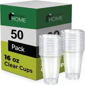 EconoHome Clear PET Plastic Cups 16oz (Pack of 50) Crystal Clear, Durable, Disposable Beverage Cups Perfect for Parties, Events, and Businesses EconoHome Clear PET Plastic Cups 16oz (Pack of 50) Crystal Clear, Durable, Disposable Beverage Cups Perfect for Parties, Events, and Businesses