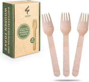 Weemium Wooden Forks Disposable - 100 Splinter-free 6.5" Compostable Forks Biodegradable and Eco friendly Disposable Forks Utensils for Outdoors and Parties Weemium Wooden Forks Disposable - 100 Splinter-free 6.5" Compostable Forks Biodegradable and Eco friendly Disposable Forks Utensils for Outdoors and Parties
