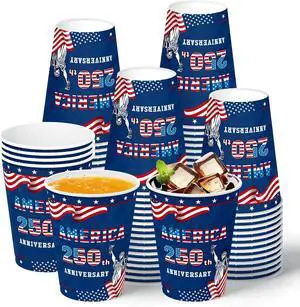 60Pcs USA 250th Anniversary Paper Cups American Flag Disposable Cups Red White Blue 9 Oz Paper Cup Patriotic Party Cup for Independence Memorial Day Party Supplies 60Pcs USA 250th Anniversary Paper Cups American Flag Disposable Cups Red White Blue 9 Oz Paper Cup Patriotic Party Cup for Independence Memorial Day Party Supplies
