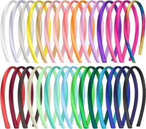 Duufin 30 Pieces Satin Headbands for Girls 1cm/0.39 inch Girls Headbands | Crafts DIY Colorful Plain Satin Coverd Headbands Comfortable Stay in Place Girl Hair Accessories, 30 Colors Duufin 30 Pieces Satin Headbands for Girls 1cm/0.39 inch Girls Headbands | Crafts DIY Colorful Plain Satin Coverd Headbands Comfortable Stay in Place Girl Hair Accessories, 30 Colors