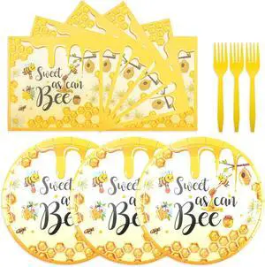 75PCS Bee Decorations for Party, Sweet as Can Bee Paper Plates and Napkins with Forks Disposable Dessert Tableware Parties Favors for Birthday Party Supplies Decorations 75PCS Bee Decorations for Party, Sweet as Can Bee Paper Plates and Napkins with Forks Disposable Dessert Tableware Parties Favors for Birthday Party Supplies Decorations