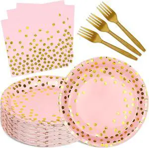Pink and Gold Paper Plates and Napkins Party Supplies,Serves 25 Guests Pink Gold Plates and Napkins,Disposable Paper Tableware Set for Birthday Wedding Bridal Shower Baby Shower Decorations Pink and Gold Paper Plates and Napkins Party Supplies,Serves 25 Guests Pink Gold Plates and Napkins,Disposable Paper Tableware Set for Birthday Wedding Bridal Shower Baby Shower Decorations