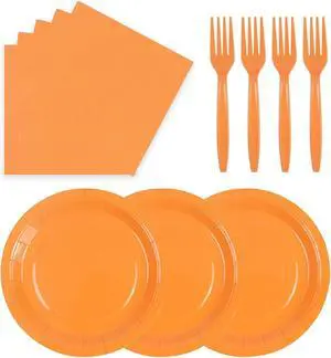 75Pcs Orange Paper Plates and Napkins Party Supplies Set,Fall Disposable Plates Party Supplies Includes Paper Napkins Forks Decorations for Fall,Pumpkin,Birthday,Halloween,Christmas,Serves 25 75Pcs Orange Paper Plates and Napkins Party Supplies Set,Fall Disposable Plates Party Supplies Includes Paper Napkins Forks Decorations for Fall,Pumpkin,Birthday,Halloween,Christmas,Serves 25