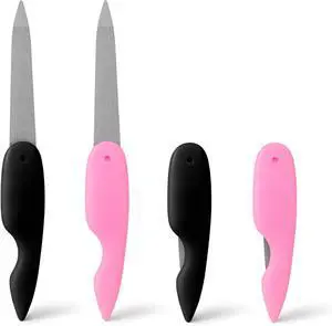 4PCS Folding Metal Nail Files Stainless Steel Double-Sided Cuticle & Nail Care Tools for Men and Women (2 Pink + 2 Black) 4PCS Folding Metal Nail Files Stainless Steel Double-Sided Cuticle & Nail Care Tools for Men and Women (2 Pink + 2 Black)