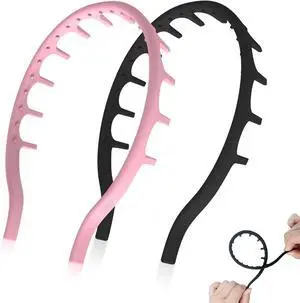2Pcs Silicone Zig Zag Headbands for Women's, Non Slip Hairband with Teeth | Hair Zig Fashion Accessories, Ideal Gifts for Girls, Suitable for Daily Yoga Exercise Wavy Headband (Black&Pink) 2Pcs Silicone Zig Zag Headbands for Women's, Non Slip Hairband with Teeth | Hair Zig Fashion Accessories, Ideal Gifts for Girls, Suitable for Daily Yoga Exercise Wavy Headband (Black&Pink)