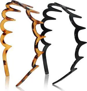 2026 Zigzag Headbands for Women, 2-Pack U-Shaped Hair Comb Headbands, Non-Slip Slick-Back Hair Accessories, Black & Tortoise Recycled Plastic, Teeth Hairband for Everyday Styling & Workout 2026 Zigzag Headbands for Women, 2-Pack U-Shaped Hair Comb Headbands, Non-Slip Slick-Back Hair Accessories, Black & Tortoise Recycled Plastic, Teeth Hairband for Everyday Styling & Workout