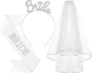 3Pcs Bride to Be Headband with Sash and Veil for Bachelorette Party | Bride Decorations, Bridal Shower Favors, Wedding Accessories for Gift 3Pcs Bride to Be Headband with Sash and Veil for Bachelorette Party | Bride Decorations, Bridal Shower Favors, Wedding Accessories for Gift