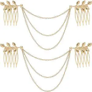 yueton 2pcs Fashion Ladies Athena Olive Branch Tassel Leaf Clips Barrettes Bobby Pin Hair Clips Bride Headwear Edge Clip Clamps Cuff Boho Headbands yueton 2pcs Fashion Ladies Athena Olive Branch Tassel Leaf Clips Barrettes Bobby Pin Hair Clips Bride Headwear Edge Clip Clamps Cuff Boho Headbands