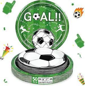 Fun Soccer Paper Plates - Disposable Plates for Party , 25-9" & 25-7" | Dessert Cake Dinner Plates for Birthday Fun Soccer Paper Plates - Disposable Plates for Party , 25-9" & 25-7" | Dessert Cake Dinner Plates for Birthday