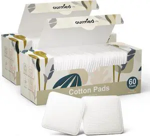 Ourmed Life Large Cotton Pads for Face, 3 x 3 Makeup Remover Pads, 120 ct | 3 Layer, Thicker, Durable,Soft, Lint-Free, Pressed Seams, Plant-Based, Dual-Sided Texture, Tear-Resistant Design, Organic Ourmed Life Large Cotton Pads for Face, 3 x 3 Makeup Remover Pads, 120 ct | 3 Layer, Thicker, Durable,Soft, Lint-Free, Pressed Seams, Plant-Based, Dual-Sided Texture, Tear-Resistant Design, Organic