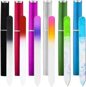 6 Pack Glass Nail File with Case, Crystal Fingernail Files Set, Double Sided Finger Nail Files, Professional Manicure Nail Care for Women 6 Pack Glass Nail File with Case, Crystal Fingernail Files Set, Double Sided Finger Nail Files, Professional Manicure Nail Care for Women