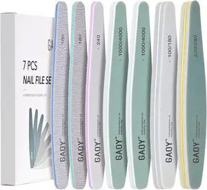 GAOY Nail Files and Buffers, 7 Pcs Nail File Set with Shiner, Emery Boards for Natural Nails Manicure Art Tools and Pedicure Supplies at Home DIY Salon GAOY Nail Files and Buffers, 7 Pcs Nail File Set with Shiner, Emery Boards for Natural Nails Manicure Art Tools and Pedicure Supplies at Home DIY Salon