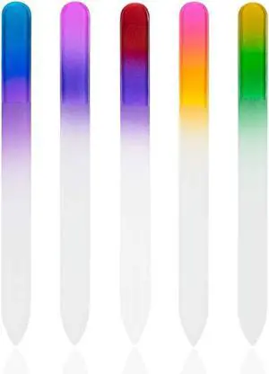 5 Pcs Glass Nail File with Plastic Sleeve, Crystal Fingernail Files, Double Sided Finger Nail Files, Professional Manicure Nail Care for Women Girls 5 Pcs Glass Nail File with Plastic Sleeve, Crystal Fingernail Files, Double Sided Finger Nail Files, Professional Manicure Nail Care for Women Girls