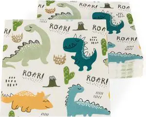 Dinosaur Napkins, Dinosaur Party Napkins for Dino Theme Party Birthday Dinner Dessert, Cute, 6.5 x 6.5 Inches, 40 Count Dinosaur Napkins, Dinosaur Party Napkins for Dino Theme Party Birthday Dinner Dessert, Cute, 6.5 x 6.5 Inches, 40 Count