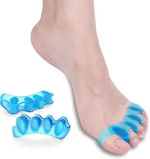 2 Pack Silicone Toe Separators, Toe Straightener for Bunion Correction | Soft Toe Spacers Relieve Discomfort, Support Hammer Toe, Fix Overlapping Toe for Daily Wear- Blue 2 Pack Silicone Toe Separators, Toe Straightener for Bunion Correction | Soft Toe Spacers Relieve Discomfort, Support Hammer Toe, Fix Overlapping Toe for Daily Wear- Blue