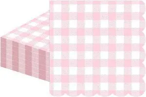 50 PCS Gingham Napkins Disposable; 3-ply Pink and White Checkered Napkins; Plaid Scalloped Cocktail Napkin for Baby Shower, Wedding, Birthday, Picnic, Valentines; Pink Gingham Paper Napkin 50 PCS Gingham Napkins Disposable; 3-ply Pink and White Checkered Napkins; Plaid Scalloped Cocktail Napkin for Baby Shower, Wedding, Birthday, Picnic, Valentines; Pink Gingham Paper Napkin