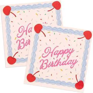 xo, Fetti 25 Happy Birthday Paper Napkins | Party Decorations Tablescape | Cake, Rainbow Sprinkles, Cherry, Icing, Dessert xo, Fetti 25 Happy Birthday Paper Napkins | Party Decorations Tablescape | Cake, Rainbow Sprinkles, Cherry, Icing, Dessert