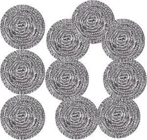 Stainless Steel Scrubber Scrubbing Scouring Pad Sponges Clean Pot Pan and Steel Wool for Kitchen Bathroom (10Pcs Metal Scrubber) Stainless Steel Scrubber Scrubbing Scouring Pad Sponges Clean Pot Pan and Steel Wool for Kitchen Bathroom (10Pcs Metal Scrubber)